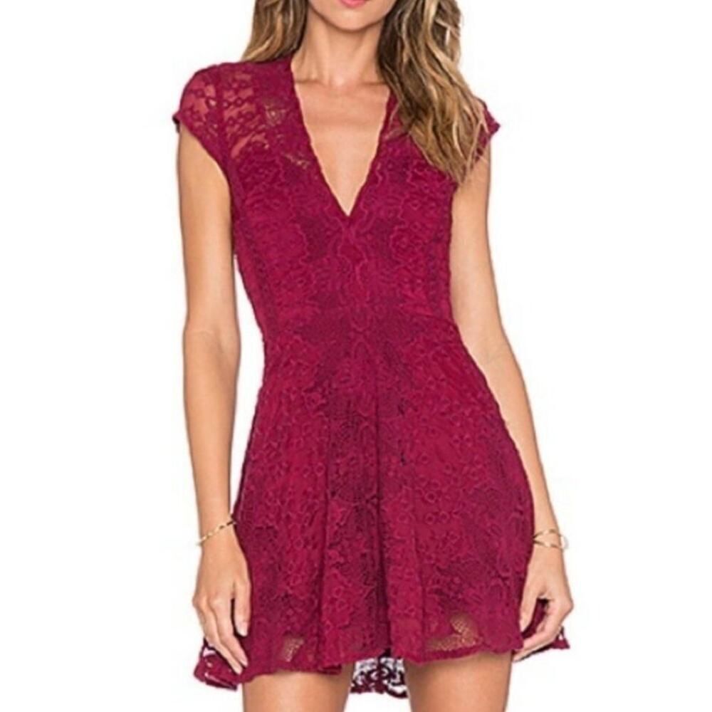 For Love & Lemons Sienna Mini Dress in Scarlet Sz. L